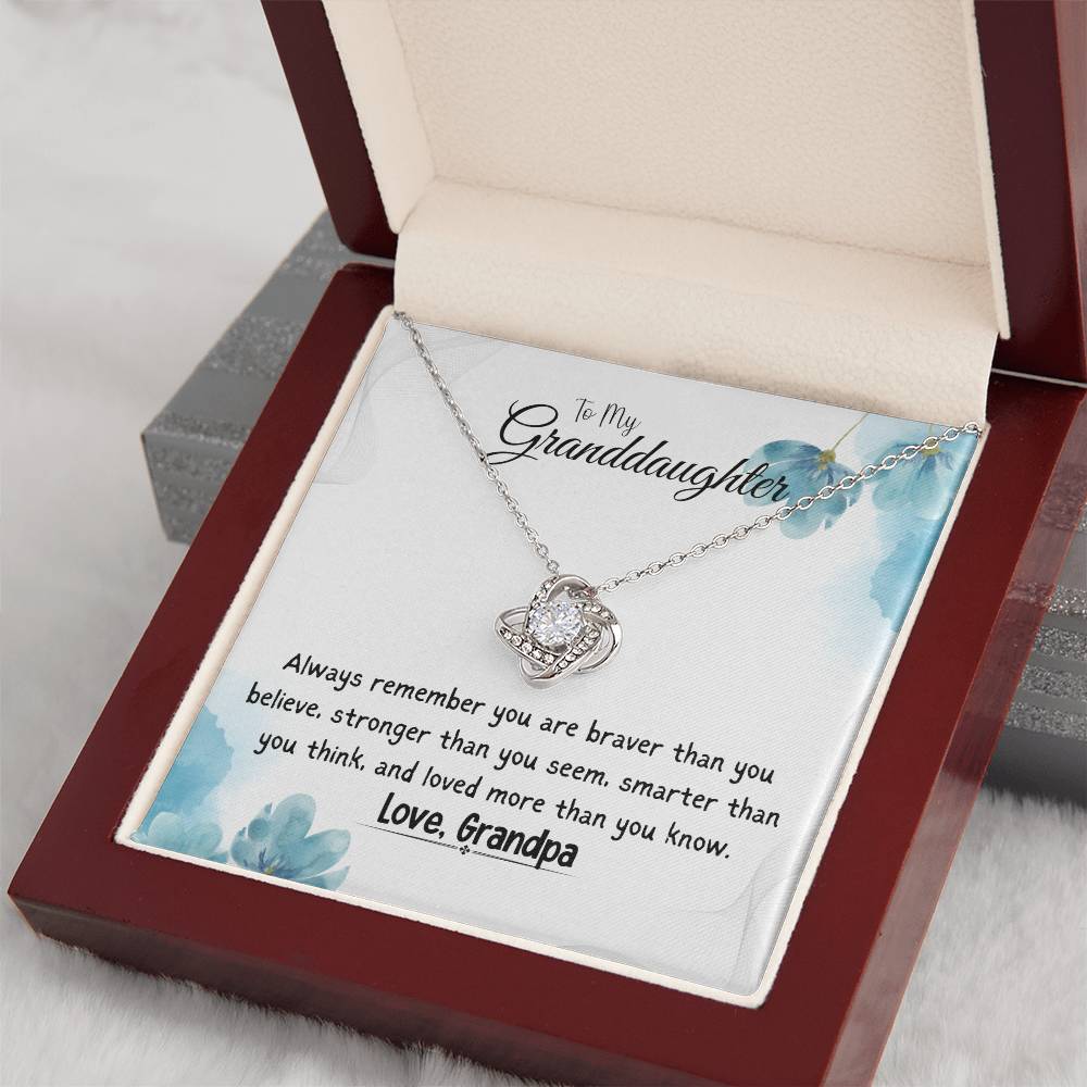 To My Granddaughter Necklace From Grandpa Love Knot Necklace for Girls