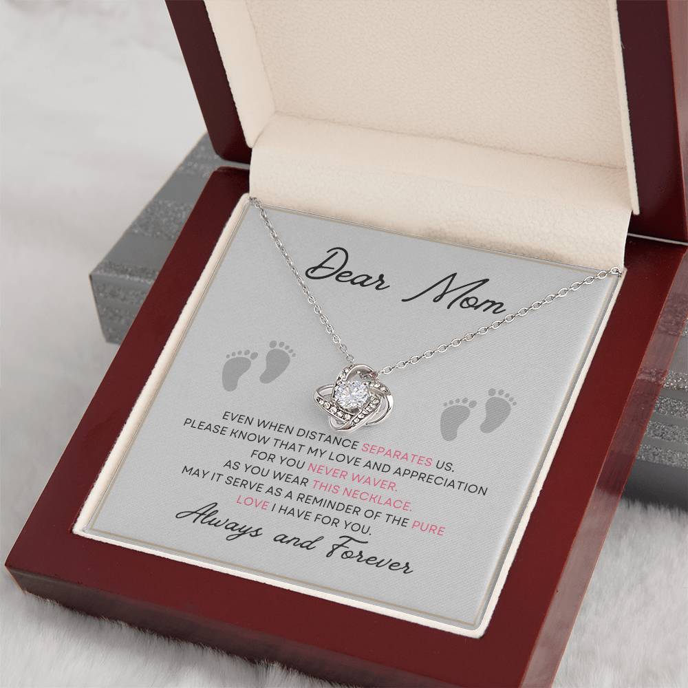 Dear Mom Pure Love You Card Gift Love Knot Necklace From Daughter With Message Card Mother's Day Necklace Gift for Mom, Mother Necklace, Mom Birthday Present From Daughter