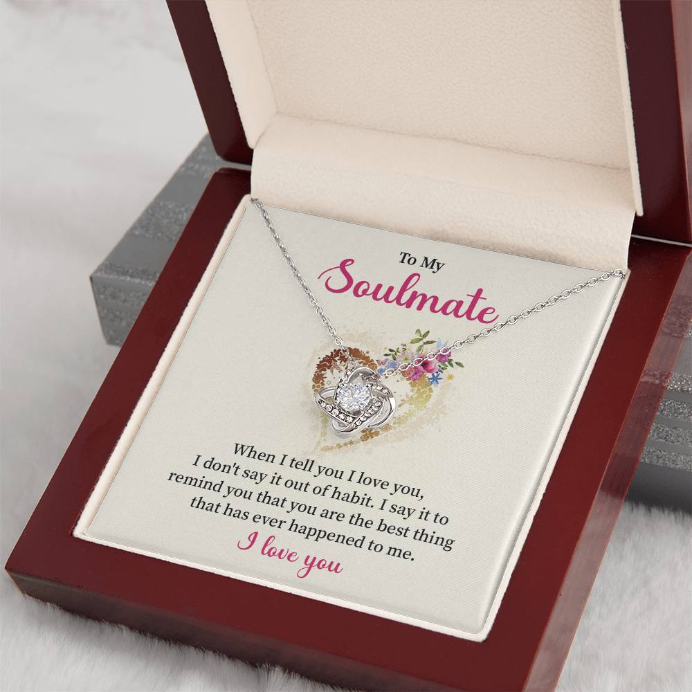 To My Soulmate Necklace for Women Gift From Husband Say I Love You - My Soulmate Love Knot Necklace Gifts for Her Anniversary Future Wife Necklace Romantic Gifts For My Wife with Card & Box