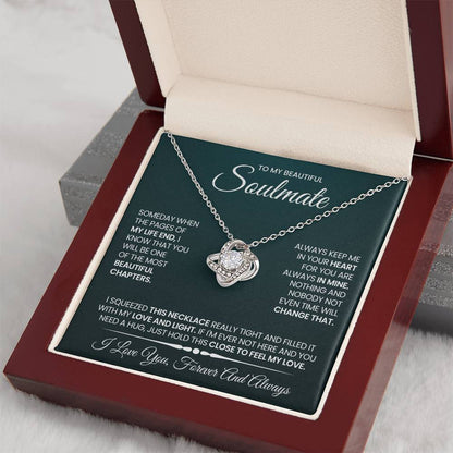 To My Beautiful Soulmate Necklace for Women, Girlfriend- My Soulmate Love Knot Necklace Gifts for Her Anniversary Future Wife Beautiful Chapter Girl Friend Necklace with Card & Box