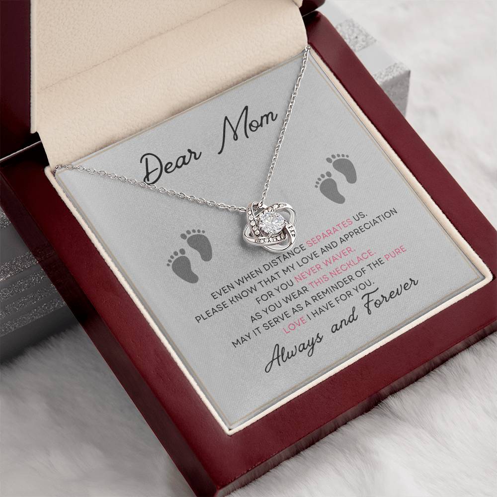 Dear Mom, Always and Forever Message Card Gift Love Knot Necklace From Daughter With Message Card Mother's Day Necklace Gift for Mom, Mother Necklace, Mom Birthday Present From Daughter