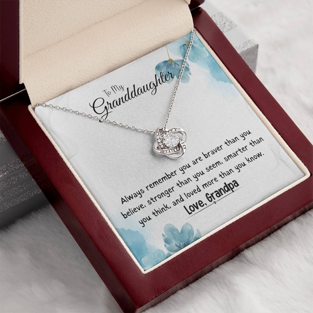 To My Granddaughter Necklace From Grandpa Love Knot Necklace for Girls