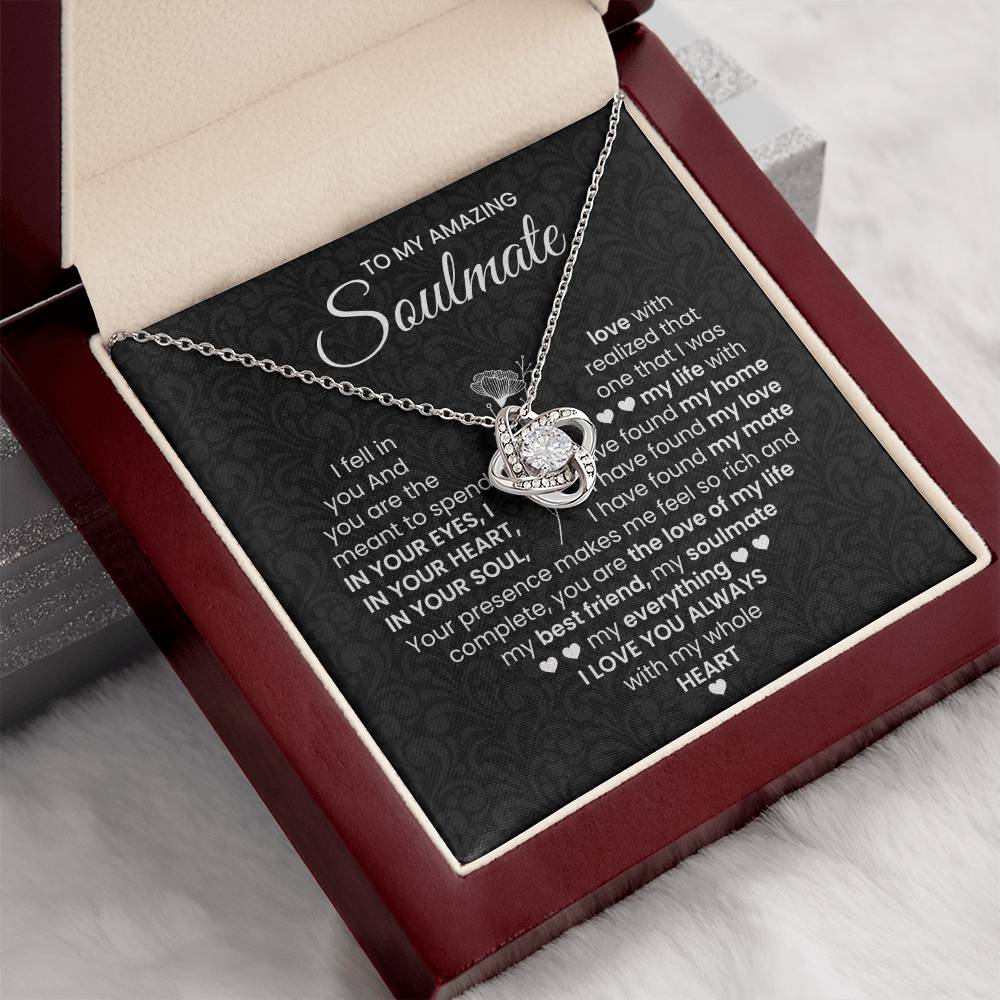 To My Amazing Soulmate Necklace for Women, Girlfriend- My Soulmate Love Knot Necklace Gifts for Her Anniversary Future Wife I Love You Always Girl Friend Necklace with Card & Box