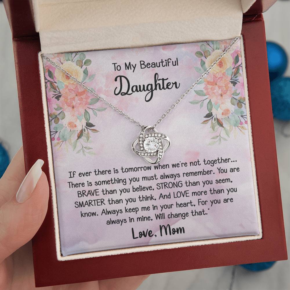 To My Daughter Love Knot Necklace Gift With Beautiful Message Card - B