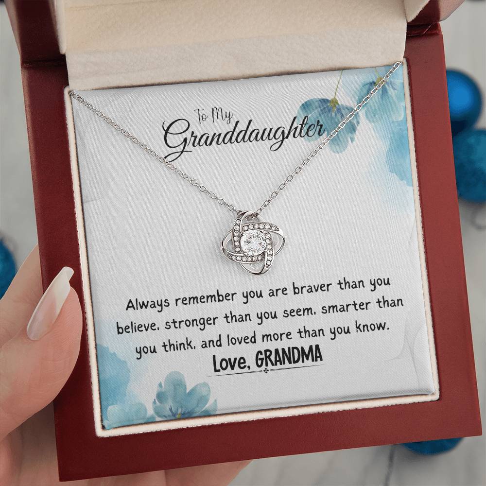 To My Granddaughter Necklace From Grandma Love Knot Necklace for Girls