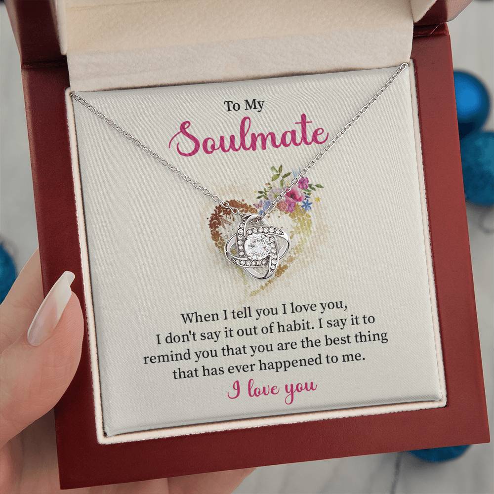 To My Soulmate Necklace for Women Gift From Husband Say I Love You - My Soulmate Love Knot Necklace Gifts for Her Anniversary Future Wife Necklace Romantic Gifts For My Wife with Card & Box