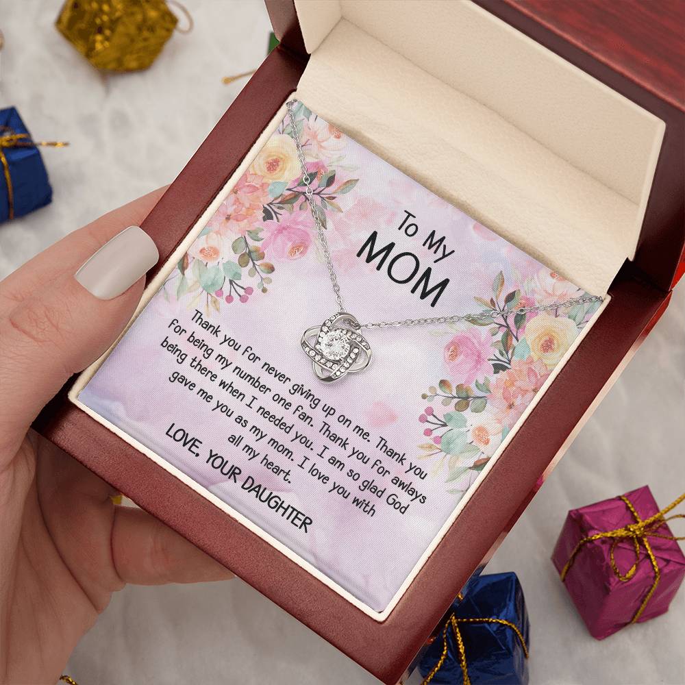 To My Mom Gift Love Knot Necklace From Daughter With Message Card Moth