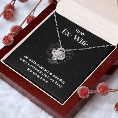 To My EX- Wife Gifts Beautiful Love Knot Necklace with Card for Ex-Wif