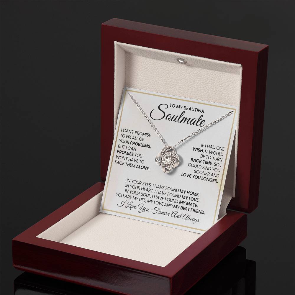 To My Beautiful Soulmate Necklace for Women, Girlfriend- My Soulmate Love Knot Necklace Gifts for Her Anniversary Future Wife My Love My Mate My Bestfriend Girl Friend Necklace with Card & Box