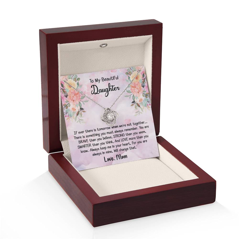 To My Daughter Love Knot Necklace Gift With Beautiful Message Card - B