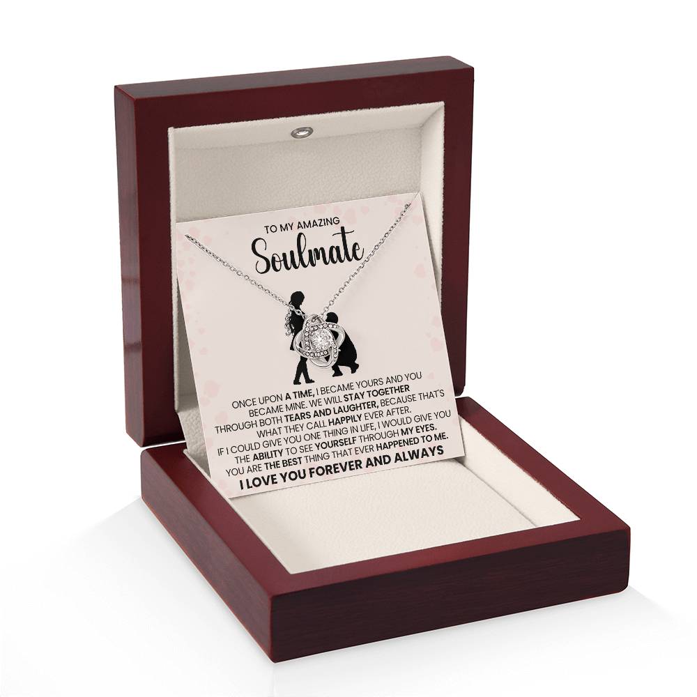 o My Beautiful Soulmate Necklace for Women, Girlfriend- My Soulmate Love Knot Necklace Gifts for Her Anniversary Future Wife You are The Best Happened to Me Girl Friend Necklace with Card & Box