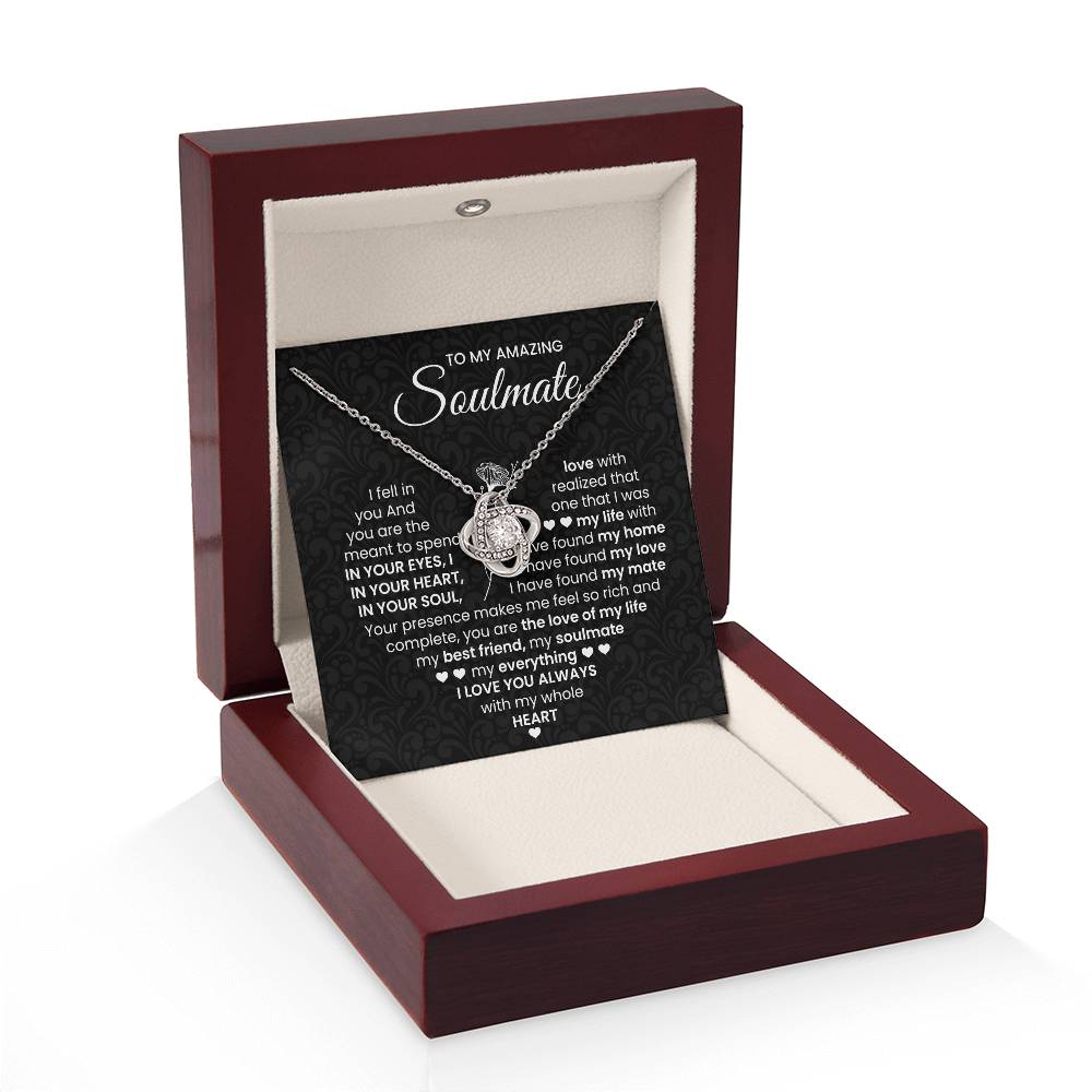 To My Amazing Soulmate Necklace for Women, Girlfriend- My Soulmate Love Knot Necklace Gifts for Her Anniversary Future Wife I Love You Always Girl Friend Necklace with Card & Box