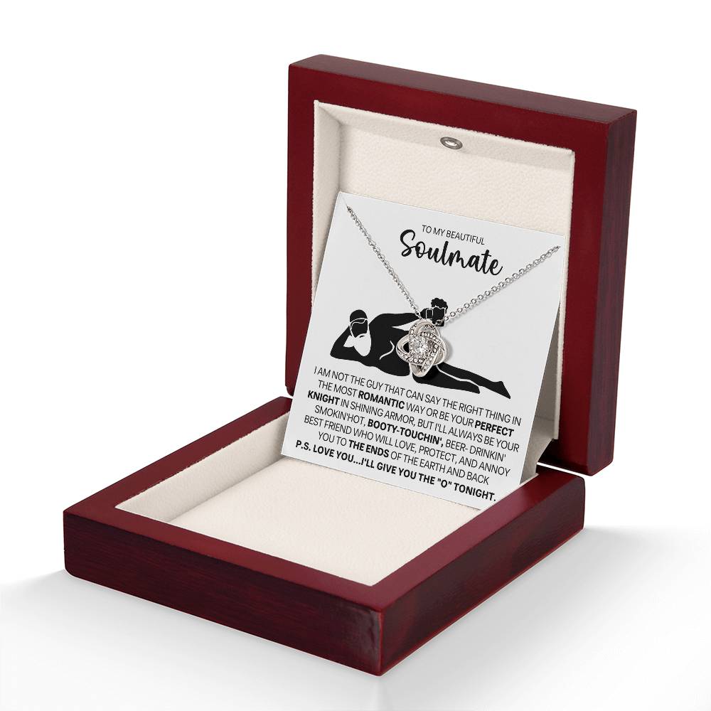 To My Beautiful Soulmate Necklace for Women, Girlfriend - My Soulmate Love Knot Necklace Gifts for Her Anniversary Future Wife Gift From Beer Lover Boyfriend to Girl Friend Necklace with Card & Box