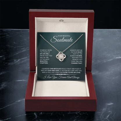 To My Beautiful Soulmate Necklace for Women, Girlfriend- My Soulmate Love Knot Necklace Gifts for Her Anniversary Future Wife Beautiful Chapter Girl Friend Necklace with Card & Box