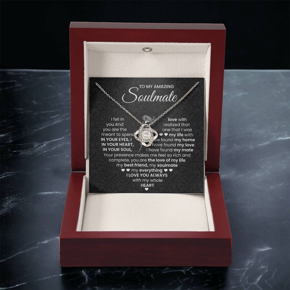 To My Amazing Soulmate Necklace for Women, Girlfriend- My Soulmate Love Knot Necklace Gifts for Her Anniversary Future Wife I Love You Always Girl Friend Necklace with Card & Box