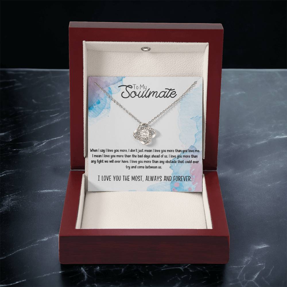 To My Soulmate Necklace for Women Gift From Husband I Love You More - My Soulmate Love Knot Necklace Gifts for Her Anniversary Future Wife Necklace Romantic Gifts For My Wife with Card & Box