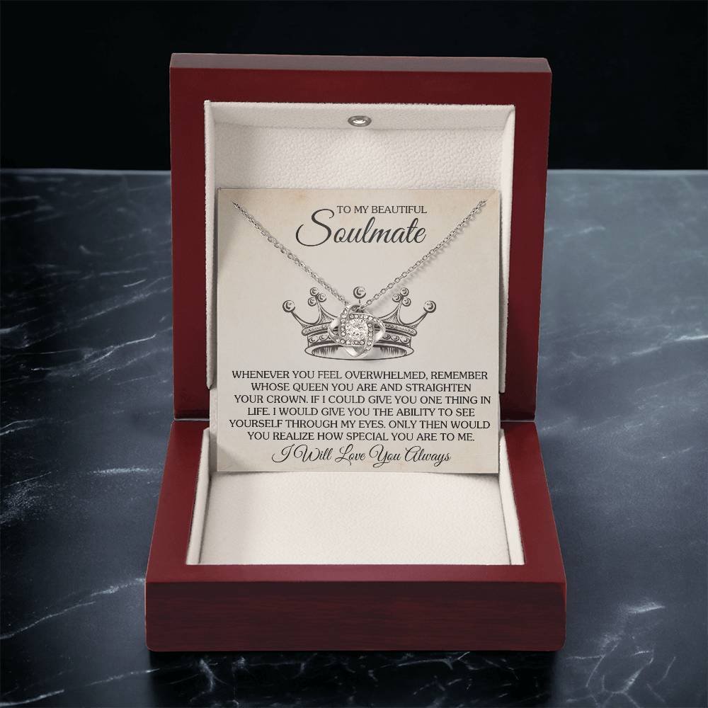 To My Beautiful Soulmate Necklace for Women, Girlfriend- My Soulmate Love Knot Necklace Gifts for Her Anniversary Future Wife Special You Are to Me Girl Friend Necklace with Card & Box