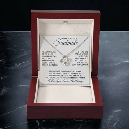 To My Beautiful Soulmate Necklace for Women, Girlfriend- My Soulmate Love Knot Necklace Gifts for Her Anniversary Future Wife My Love My Mate My Bestfriend Girl Friend Necklace with Card & Box