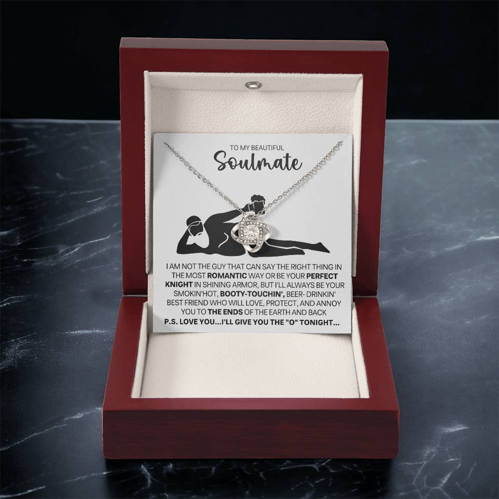 To My Beautiful Soulmate Necklace for Women, Girlfriend - My Soulmate Love Knot Necklace Gifts for Her Anniversary Future Wife Gift From Beer Lover Boyfriend to Girl Friend Necklace with Card & Box