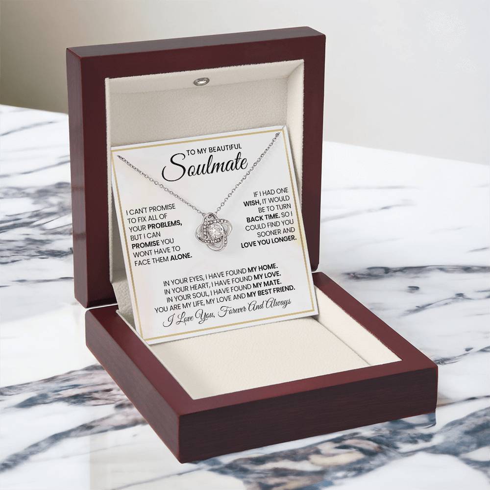 To My Beautiful Soulmate Necklace for Women, Girlfriend- My Soulmate Love Knot Necklace Gifts for Her Anniversary Future Wife My Love My Mate My Bestfriend Girl Friend Necklace with Card & Box