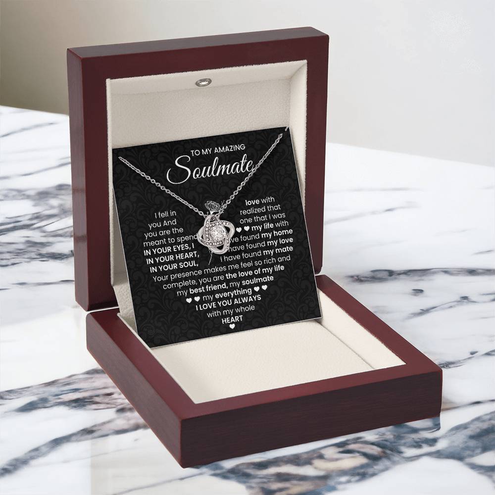 To My Amazing Soulmate Necklace for Women, Girlfriend- My Soulmate Love Knot Necklace Gifts for Her Anniversary Future Wife I Love You Always Girl Friend Necklace with Card & Box