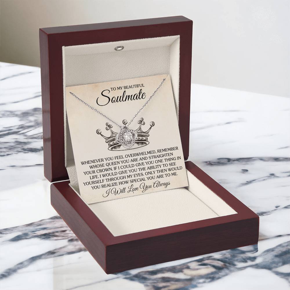 To My Beautiful Soulmate Necklace for Women, Girlfriend- My Soulmate Love Knot Necklace Gifts for Her Anniversary Future Wife Special You Are to Me Girl Friend Necklace with Card & Box