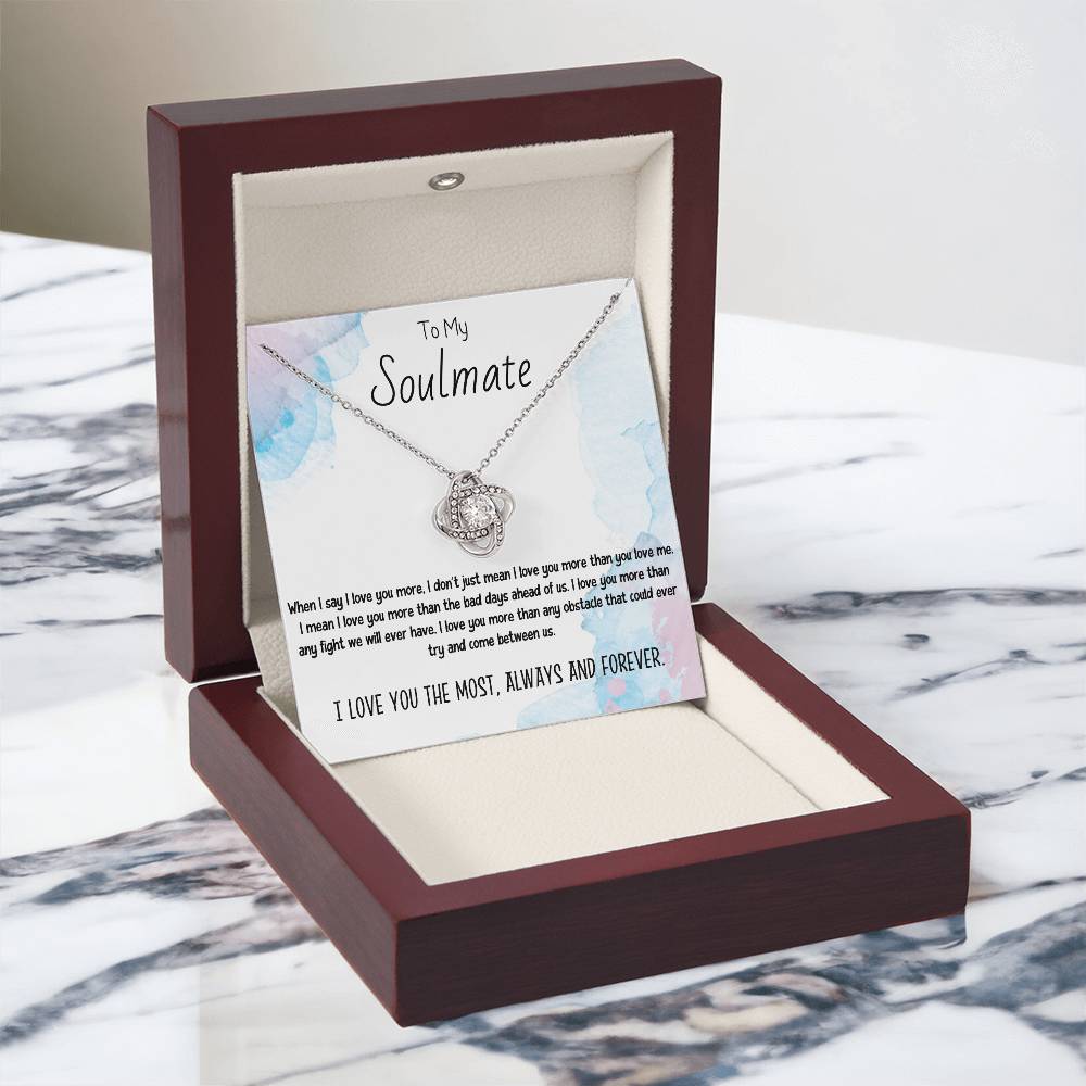 To My Soulmate Necklace for Women Gift From Husband Say I Love You The Most - My Soulmate Love Knot Necklace Gifts for Her Anniversary Future Wife Necklace Romantic Gifts For My Wife with Card & Box