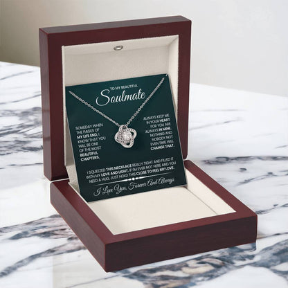 To My Beautiful Soulmate Necklace for Women, Girlfriend- My Soulmate Love Knot Necklace Gifts for Her Anniversary Future Wife Beautiful Chapter Girl Friend Necklace with Card & Box