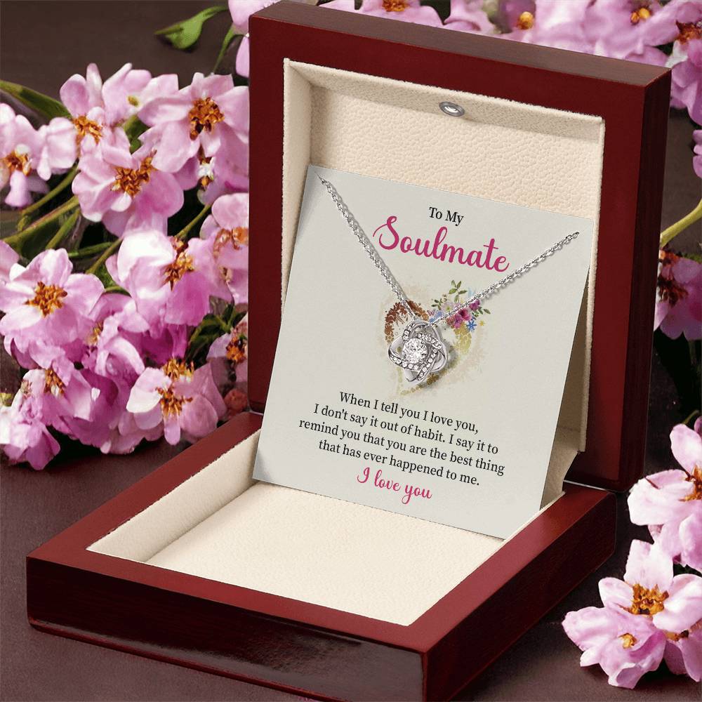 To My Soulmate Necklace for Women Gift From Husband Say I Love You - My Soulmate Love Knot Necklace Gifts for Her Anniversary Future Wife Necklace Romantic Gifts For My Wife with Card & Box