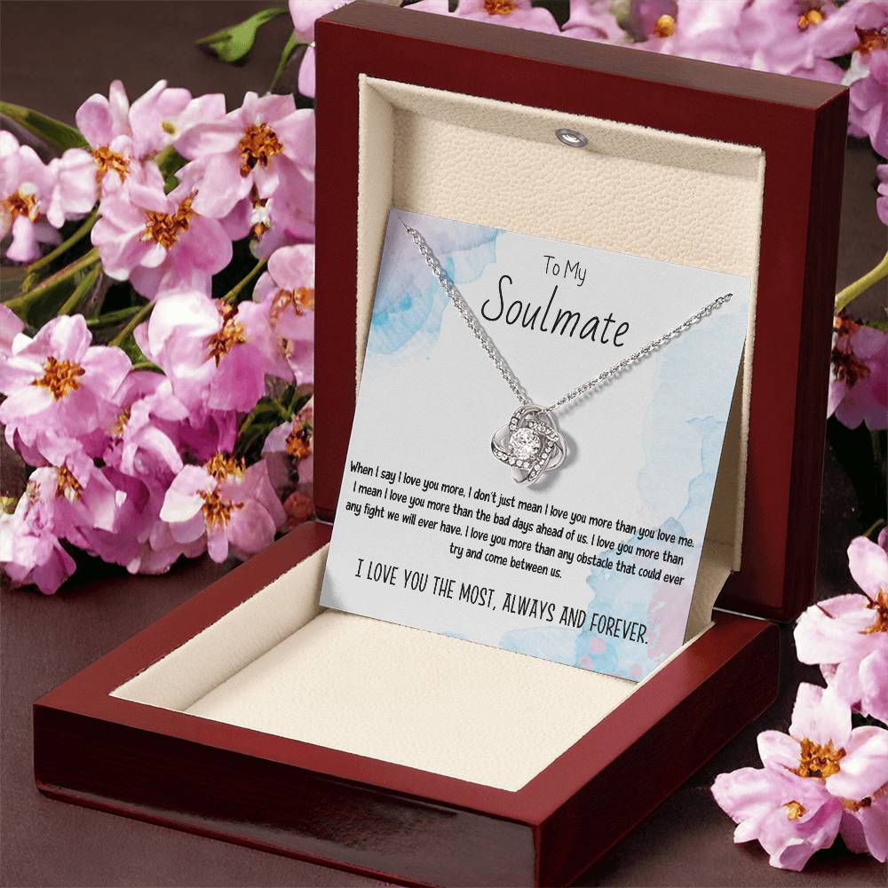 To My Soulmate Necklace for Women Gift From Husband Say I Love You The Most - My Soulmate Love Knot Necklace Gifts for Her Anniversary Future Wife Necklace Romantic Gifts For My Wife with Card & Box