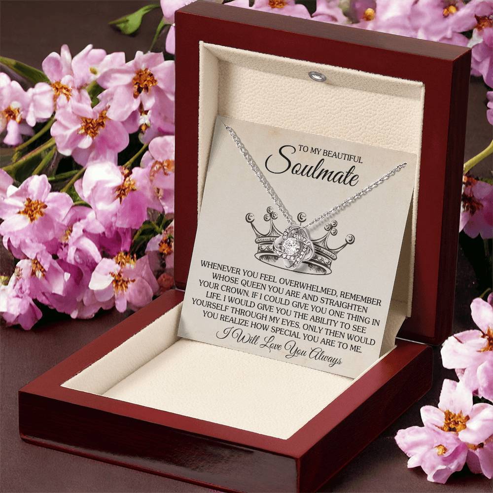 To My Beautiful Soulmate Necklace for Women, Girlfriend- My Soulmate Love Knot Necklace Gifts for Her Anniversary Future Wife Special You Are to Me Girl Friend Necklace with Card & Box