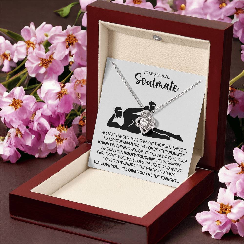 To My Beautiful Soulmate Necklace for Women, Girlfriend - My Soulmate Love Knot Necklace Gifts for Her Anniversary Future Wife Gift From Beer Lover Boyfriend to Girl Friend Necklace with Card & Box