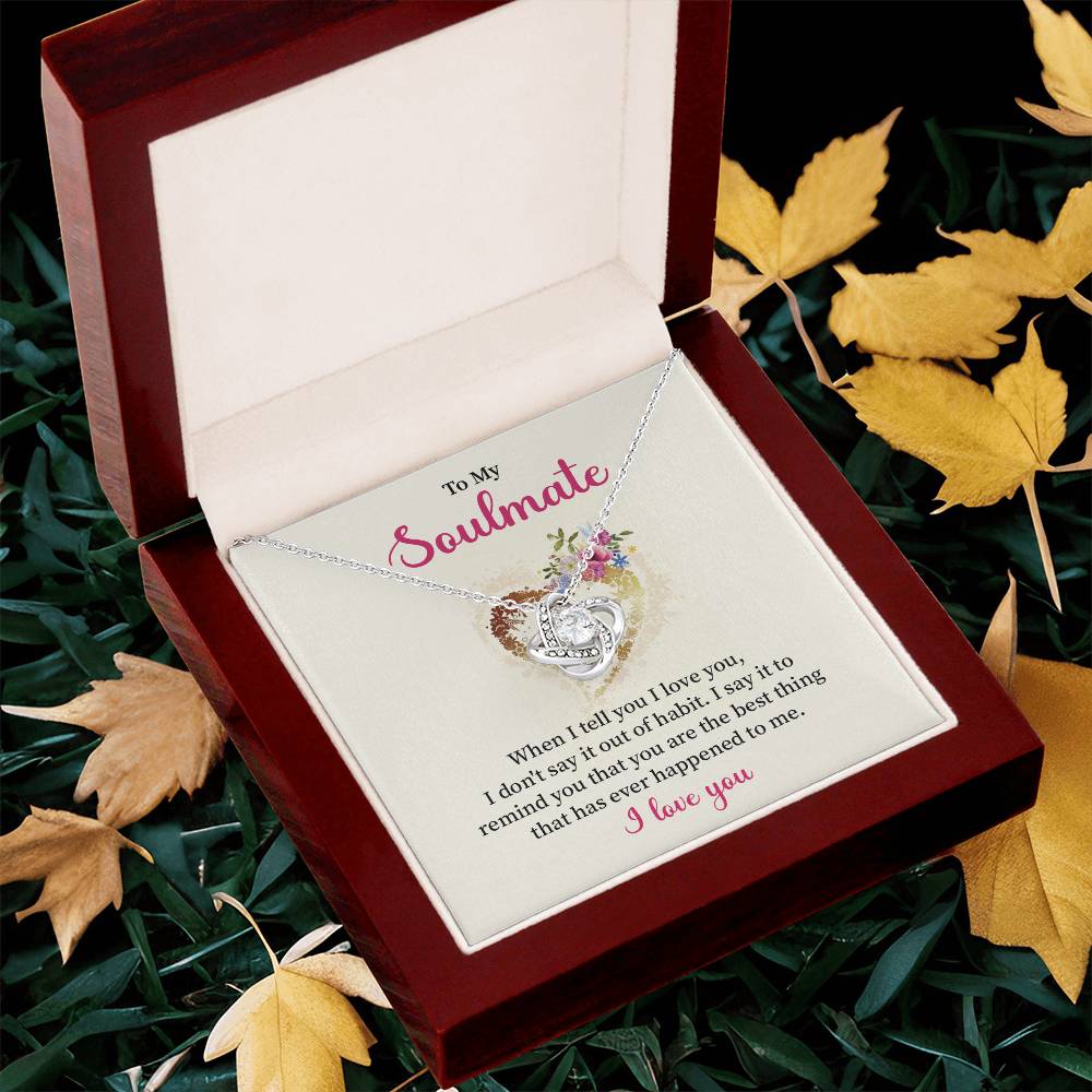 To My Soulmate Necklace for Women Gift From Husband Say I Love You - My Soulmate Love Knot Necklace Gifts for Her Anniversary Future Wife Necklace Romantic Gifts For My Wife with Card & Box