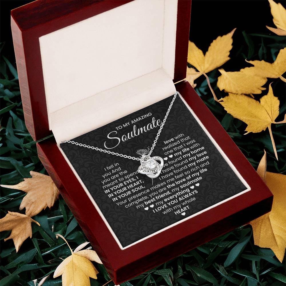 To My Amazing Soulmate Necklace for Women, Girlfriend- My Soulmate Love Knot Necklace Gifts for Her Anniversary Future Wife I Love You Always Girl Friend Necklace with Card & Box