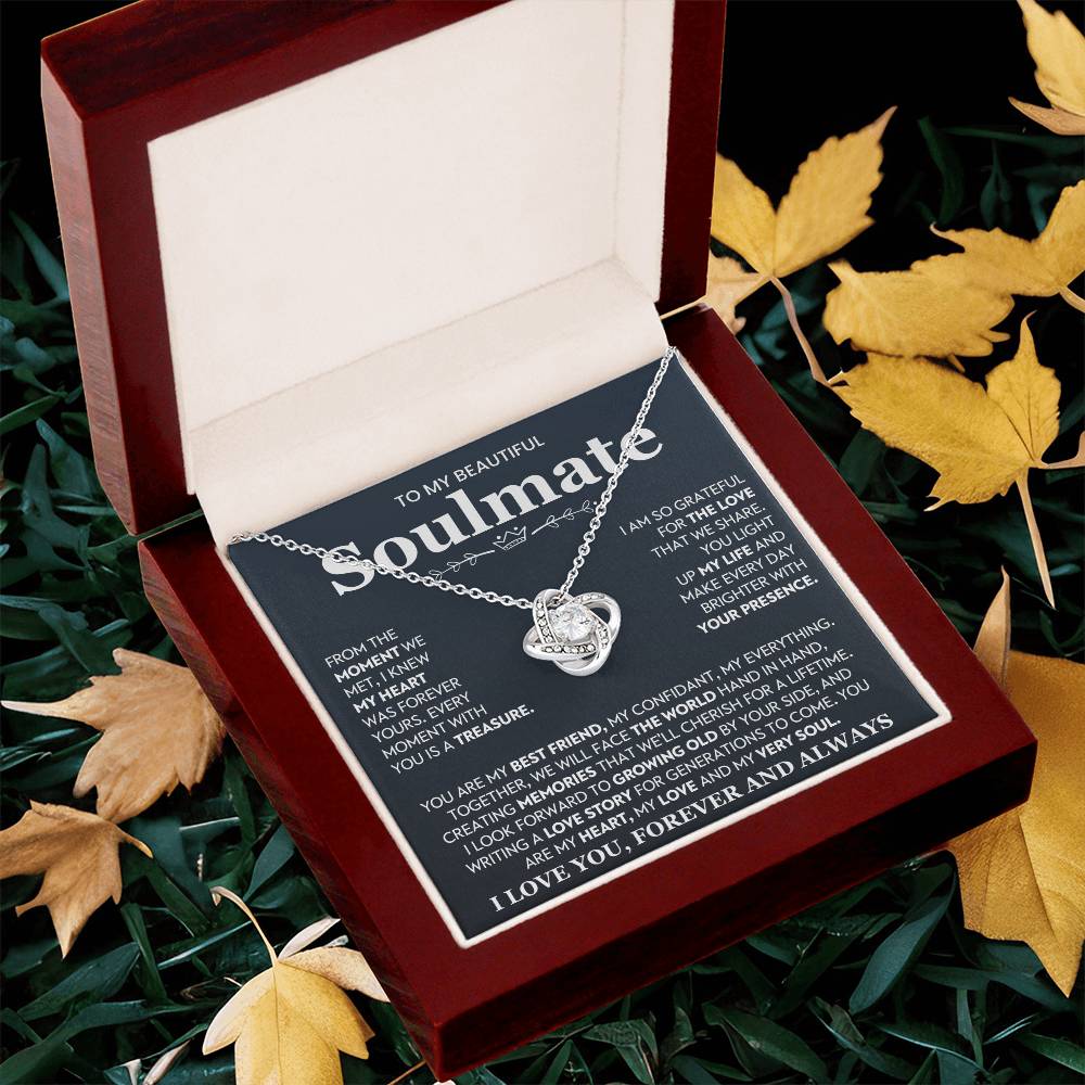 To My Beautiful Soulmate Necklace for Women, Girlfriend- My Soulmate Love Knot Necklace Gifts for Her Anniversary Future Wife You Are My Best Friend Girl Friend Necklace with Card & Box