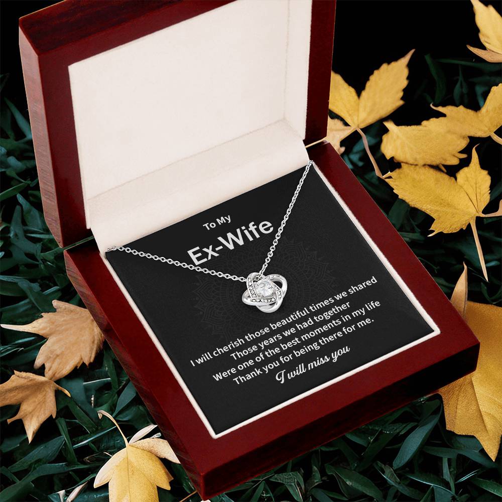 To My EX Wife Gifts Beautiful Love Knot Necklace with Card for Ex-Wife