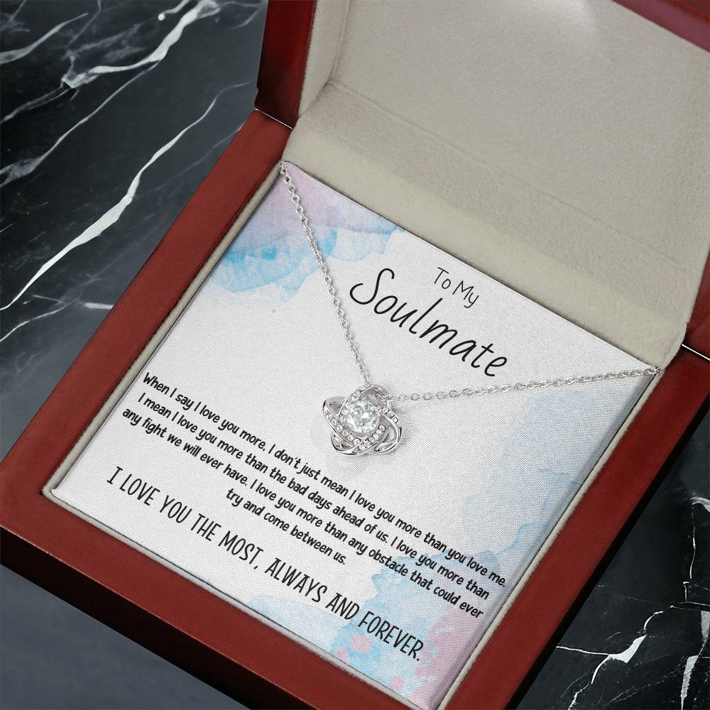 To My Soulmate Necklace for Women Gift From Husband Say I Love You The Most - My Soulmate Love Knot Necklace Gifts for Her Anniversary Future Wife Necklace Romantic Gifts For My Wife with Card & Box