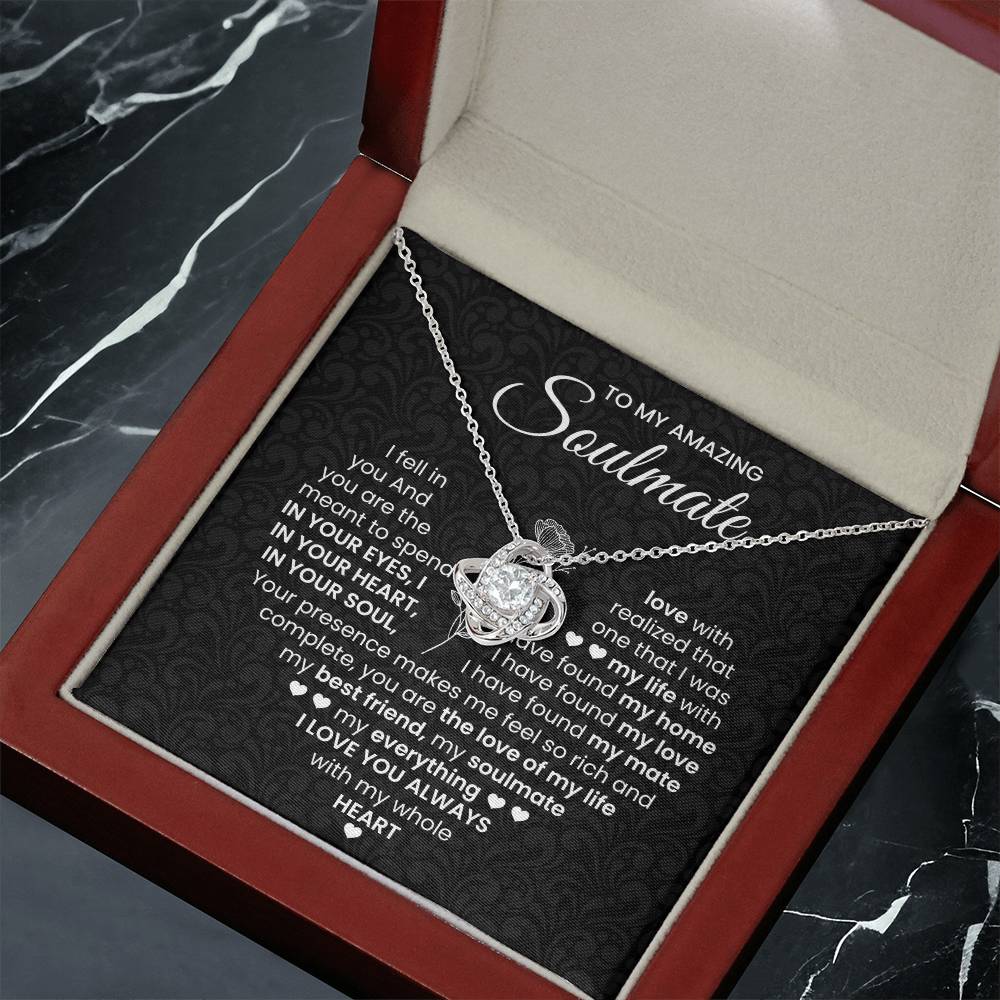 To My Amazing Soulmate Necklace for Women, Girlfriend- My Soulmate Love Knot Necklace Gifts for Her Anniversary Future Wife I Love You Always Girl Friend Necklace with Card & Box