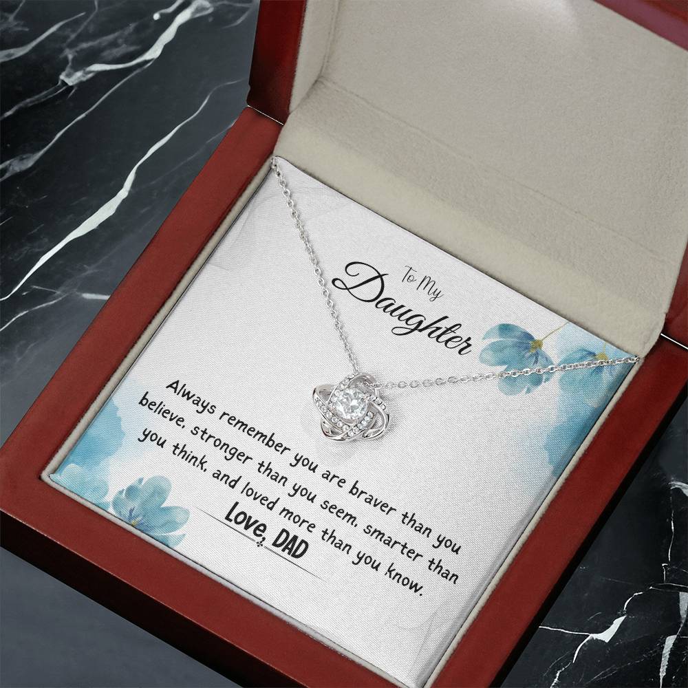 To My Daughter Love Knot Necklace Gift From Dad, With Message Card  - 