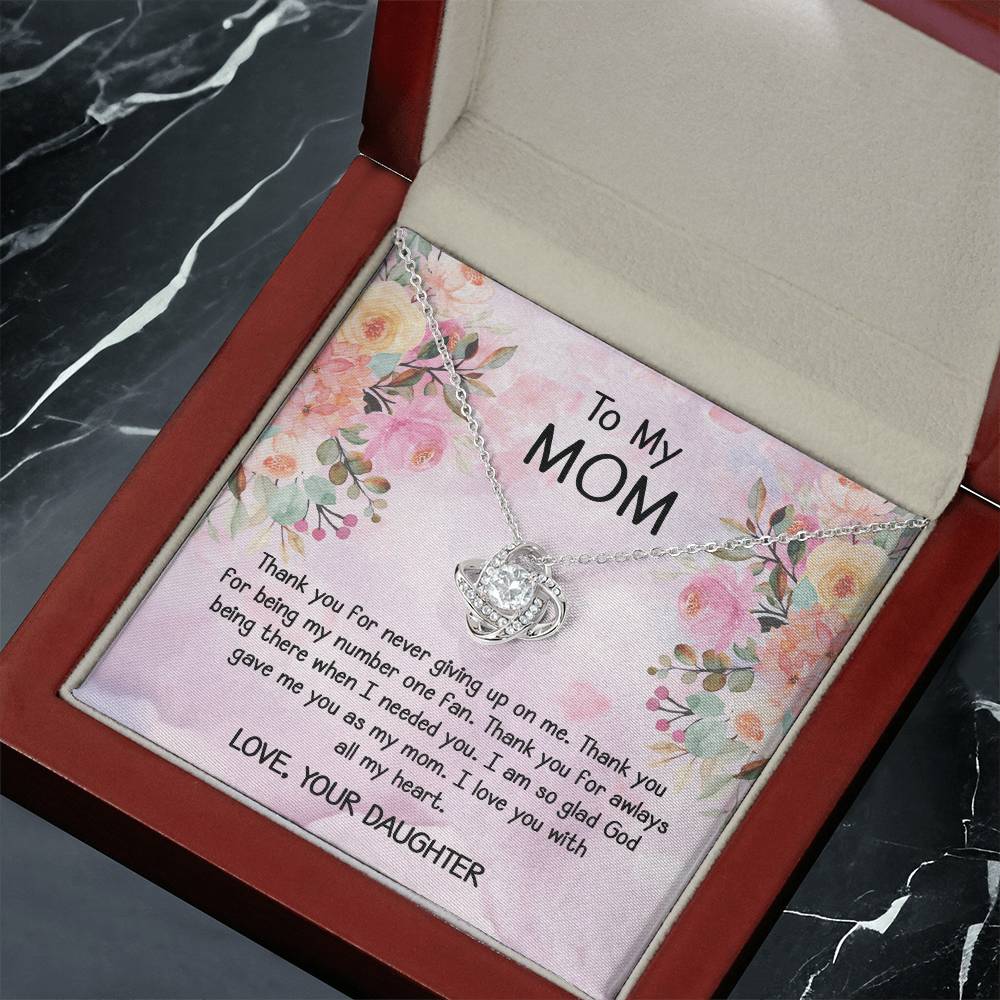 To My Mom Gift Love Knot Necklace From Daughter With Message Card Moth