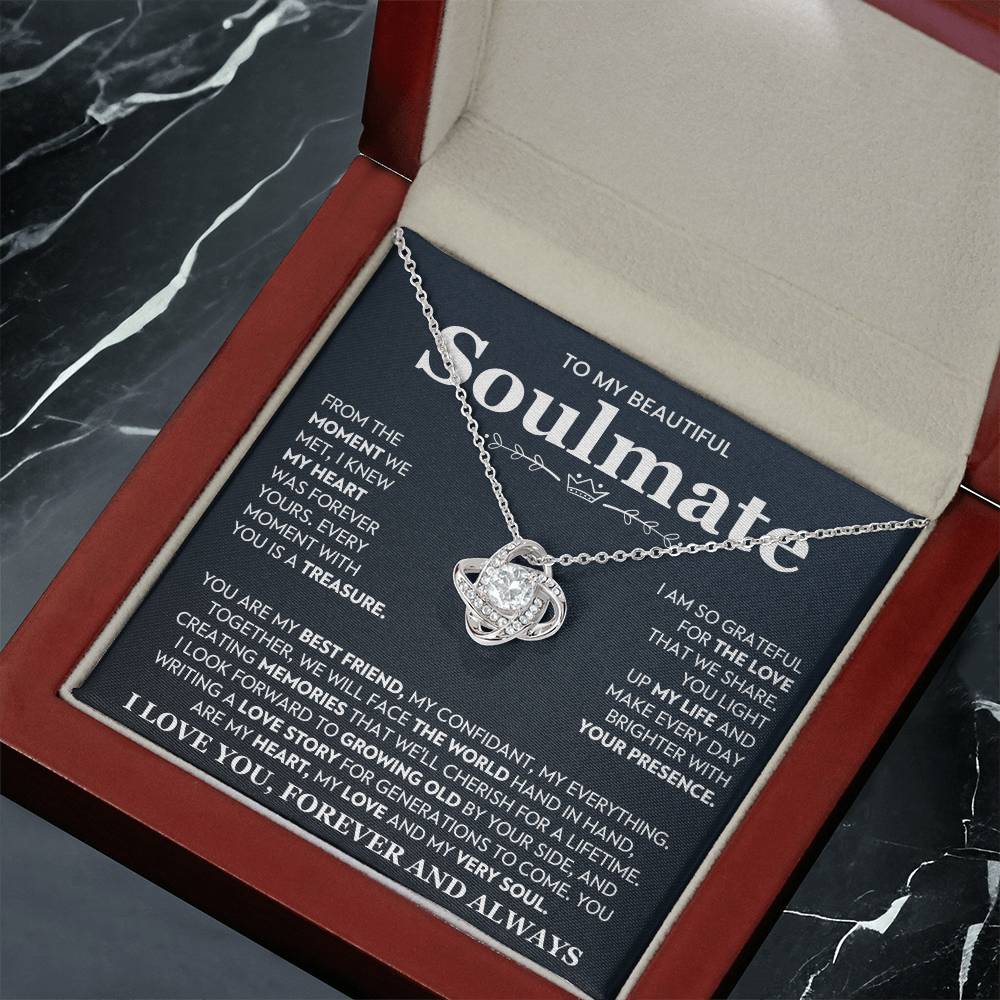 To My Beautiful Soulmate Necklace for Women, Girlfriend- My Soulmate Love Knot Necklace Gifts for Her Anniversary Future Wife You Are My Best Friend Girl Friend Necklace with Card & Box