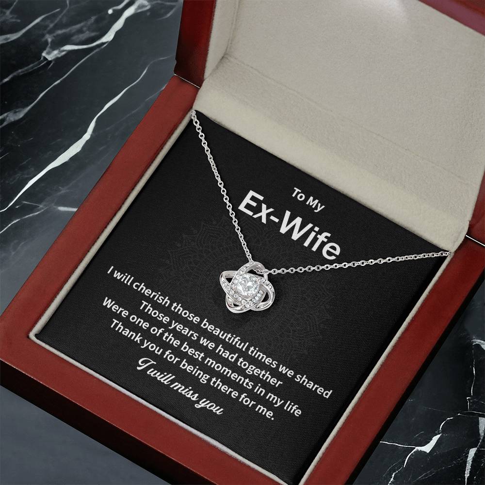 To My EX Wife Gifts Beautiful Love Knot Necklace with Card for Ex-Wife