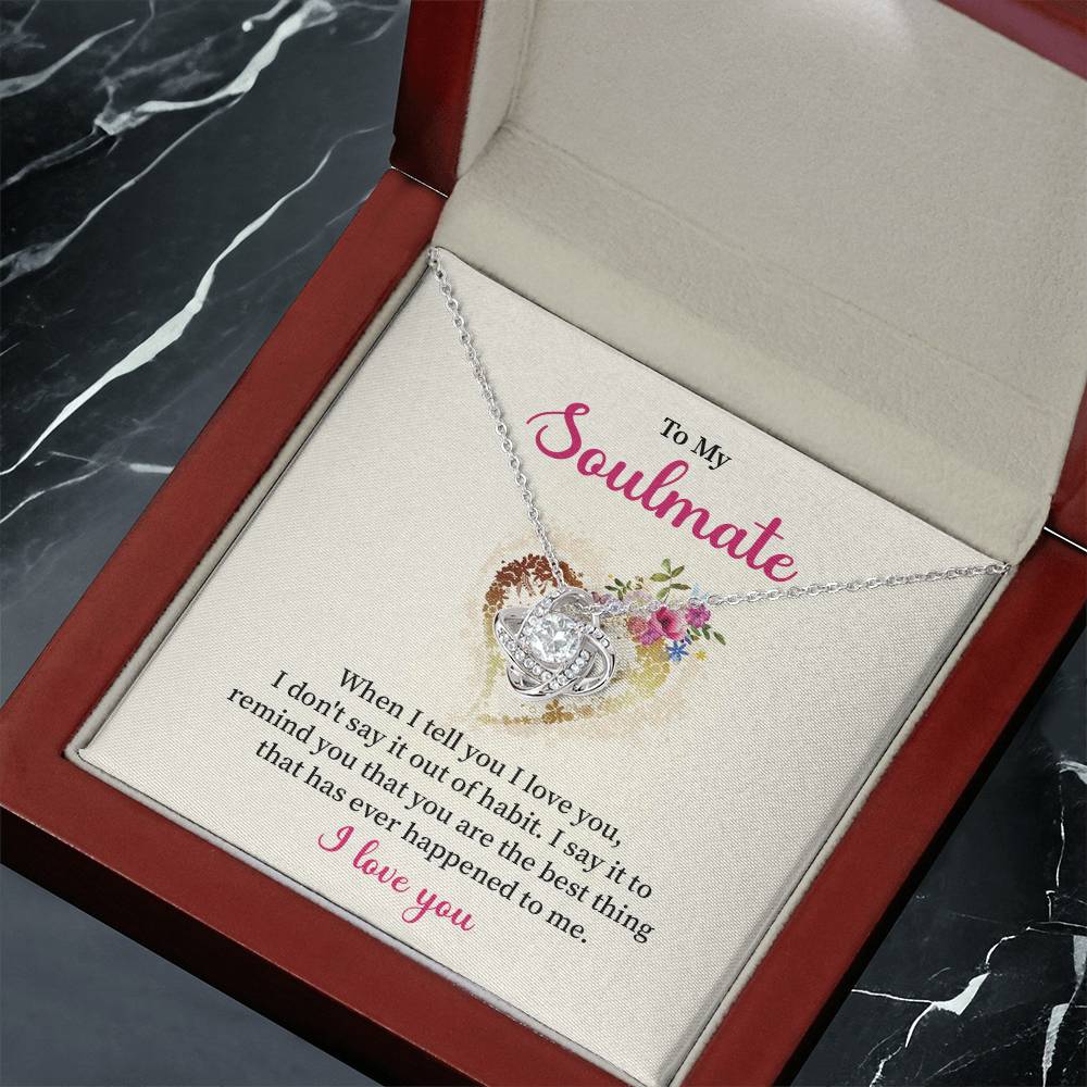 To My Soulmate Necklace for Women Gift From Husband Say I Love You - My Soulmate Love Knot Necklace Gifts for Her Anniversary Future Wife Necklace Romantic Gifts For My Wife with Card & Box