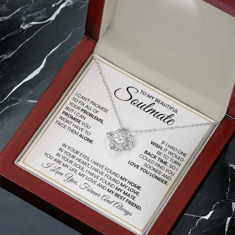 To My Beautiful Soulmate Necklace for Women, Girlfriend- My Soulmate Love Knot Necklace Gifts for Her Anniversary Future Wife My Love My Mate My Bestfriend Girl Friend Necklace with Card & Box