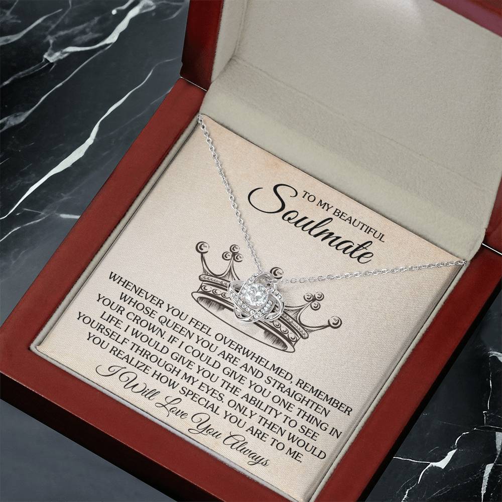 To My Beautiful Soulmate Necklace for Women, Girlfriend- My Soulmate Love Knot Necklace Gifts for Her Anniversary Future Wife Special You Are to Me Girl Friend Necklace with Card & Box