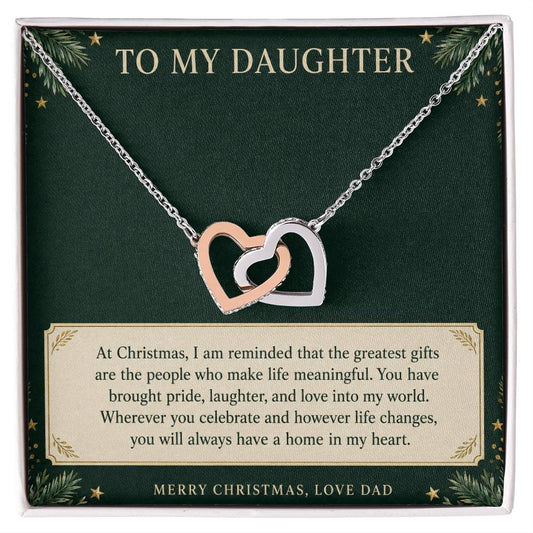 Interlocking Hearts Necklace for Daughter – Christmas Love From Dad