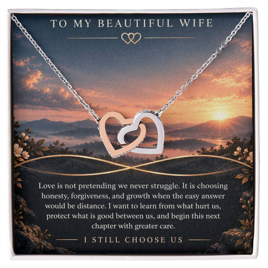 Interlocking Hearts Necklace for Wife – A New Beginning Together