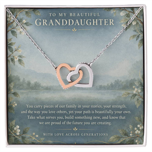Interlocking Hearts Necklace for Granddaughter – You Carry Our Story