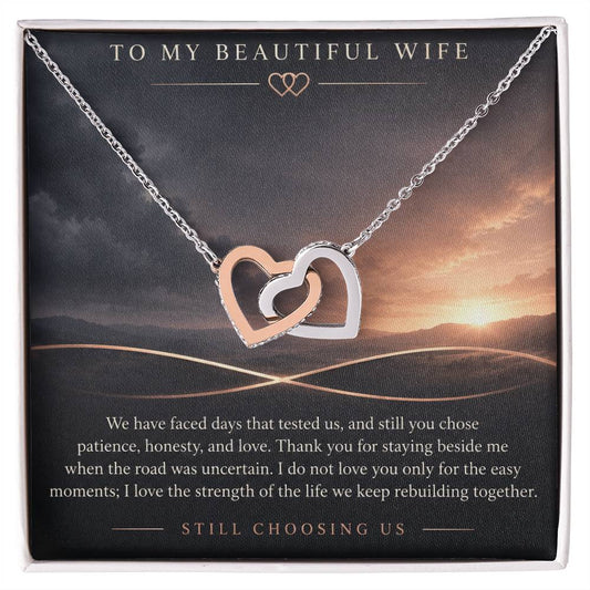 Interlocking Hearts Necklace for Wife – Through Every Hard Season