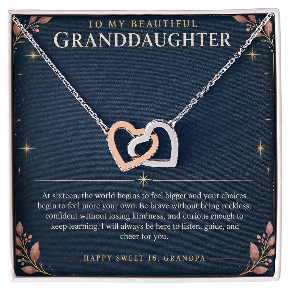 Interlocking Hearts Necklace for Granddaughter – Sweet 16 From Grandpa — product image 2